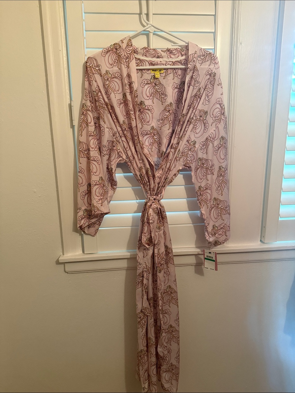 Shady Lady L/XL SILKY ROBE Light Pink Dancing Girls Print Darling!